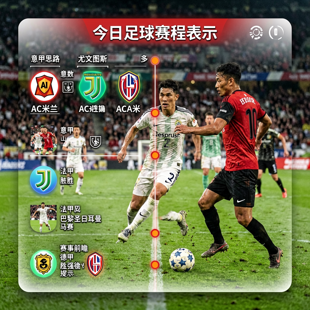 今日足球赛程表展示，包含多场关键比赛时间轴